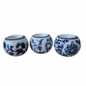 Vintage Bombay Blue & White Porcelain Votive Tealight Candle Holders RARE